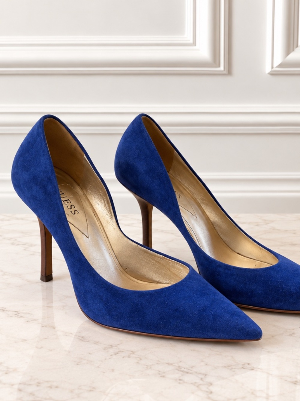GUESS by Marciano Cobalt Blue Pointed-Toe Stiletto Pumps – Size 8